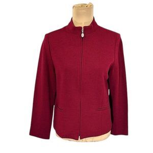 Talbots Jacket Size 8P 100% Wool Y2K Deep Red Raspberry NWOT